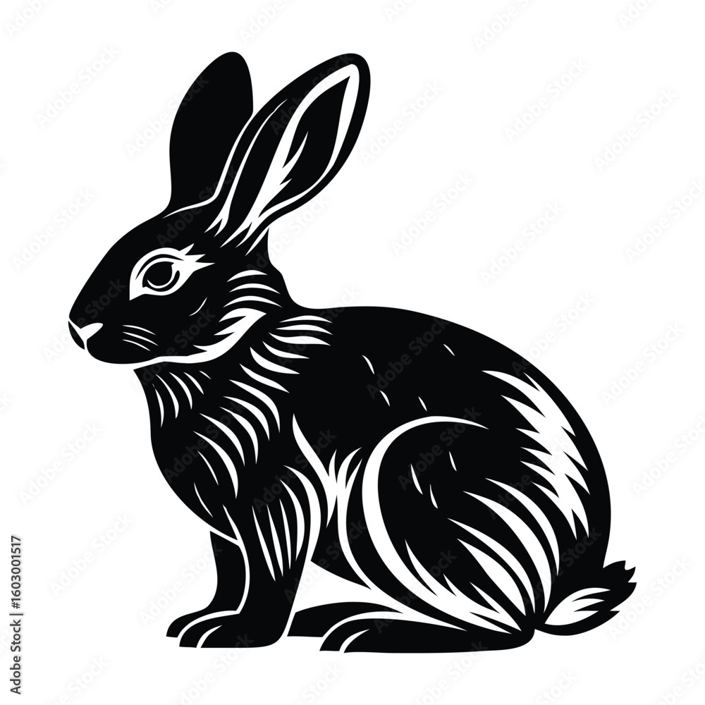 Obraz premium Stylized Rabbit Silhouette in Side Profile with Upright Ears