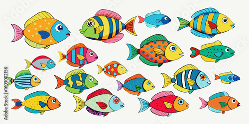Seamless underwater Easter pattern with tropical fish and aquatic life