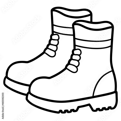 Minimalist Winter Boots Line Art