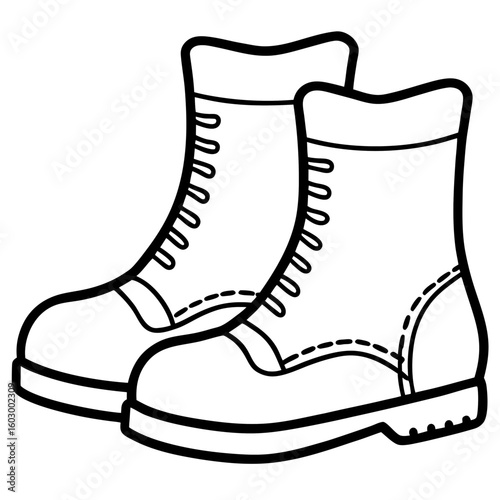 Minimalist Winter Boots Line Art