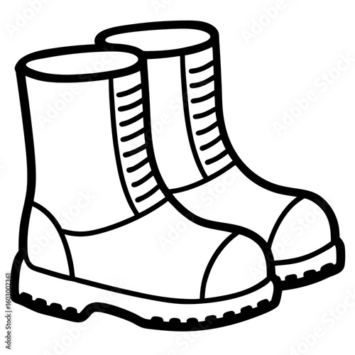 Minimalist Winter Boots Line Art