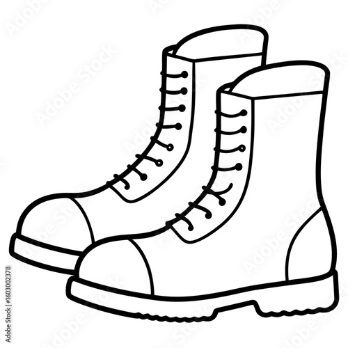 Minimalist Winter Boots Line Art