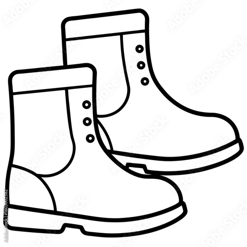 Minimalist Winter Boots Line Art