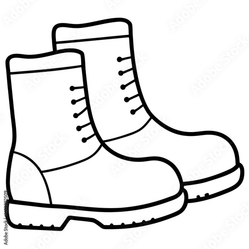 Minimalist Winter Boots Line Art