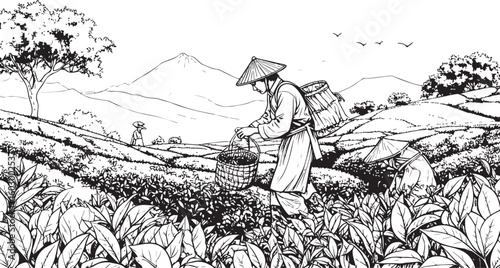 Traditional Tea Harvest Landscape