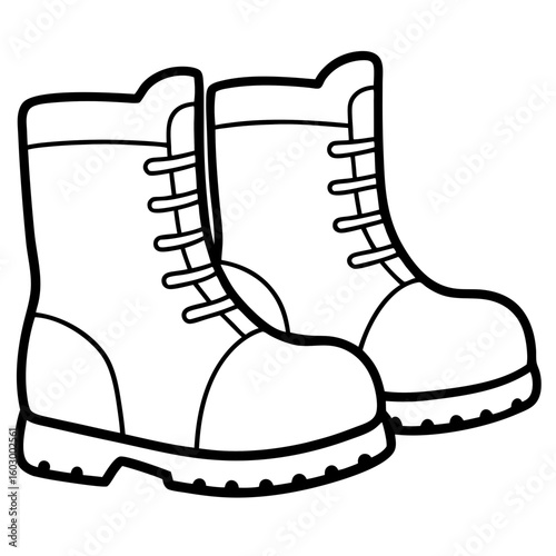 Minimalist Winter Boots Line Art