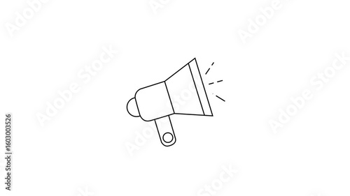 sound wave megaphone icon on a white background and video animation .