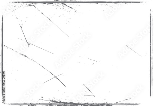 Scratched grunge edge texture with clean white center. Minimal border overlay background. Great for artistic and print compositions.