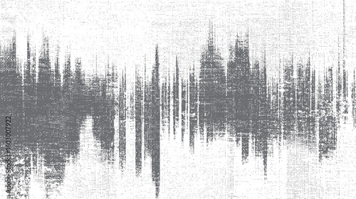 High contrast audio waveform in abstract grunge form. Sound visual pattern texture. Ideal for music covers, posters, and tech backdrops.