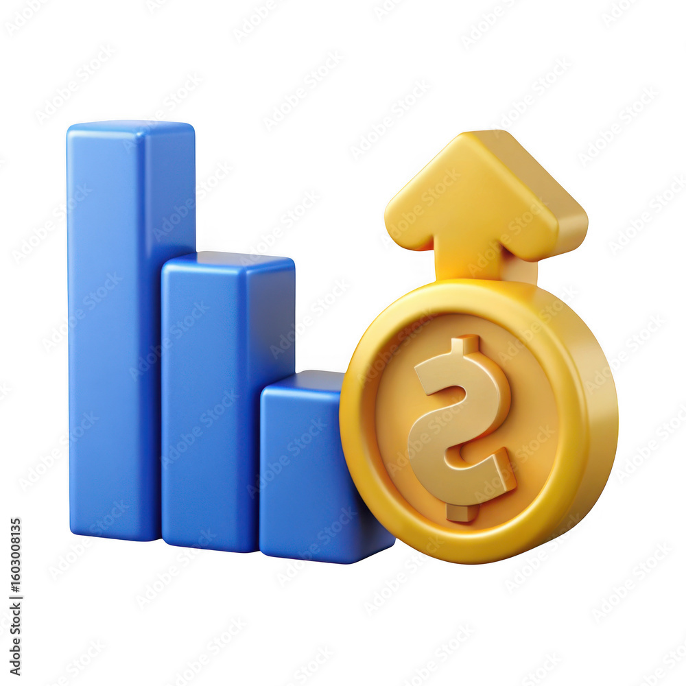 3d rendering of a financial growth chart with a rising arrow and dollar coin isolated on transparent background isolated on white background silhouette 3d rendering of a financial growth chart with a rising arrow and dollar coin isolated on transparent background isolated on white background silhouette