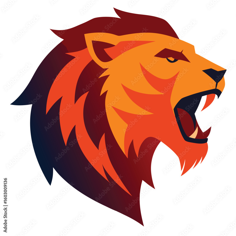 Obraz premium Lion Head Vector animal, head, vector, lion, cartoon, tattoo, wild, mascot, illustration, tiger, dog, wolf, cat, face, 