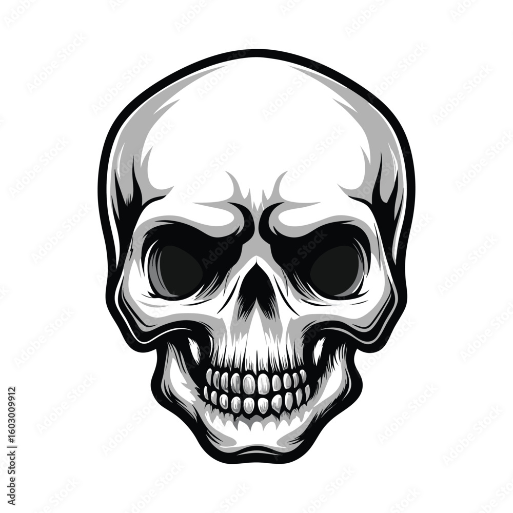 Fototapeta premium Editable Human Skull Vector – Anatomy-Inspired Graphic Art