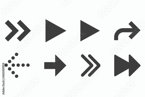 Free Download Collection of diverse dark gray arrow icons on a white background - GFXLoad