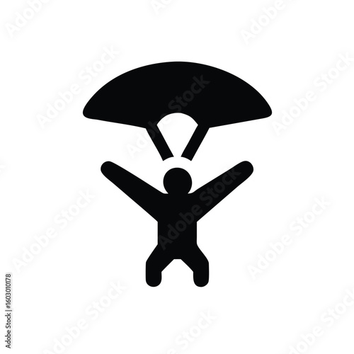 Minimalist Silhouette of a Person Parachuting from an Airplane