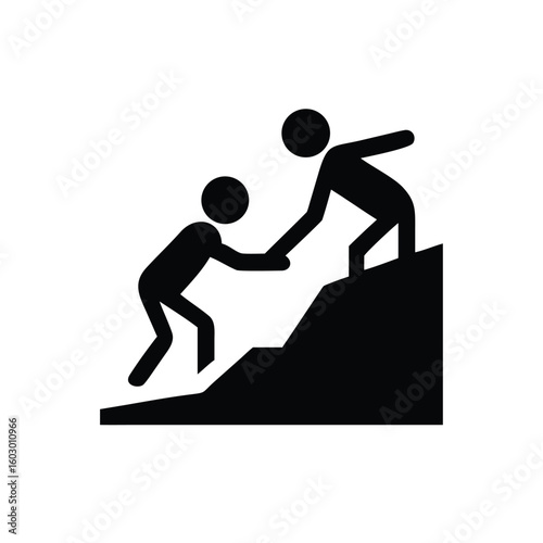 Person Assisting Another Up a Hill Teamwork Support and Assistance Illustration