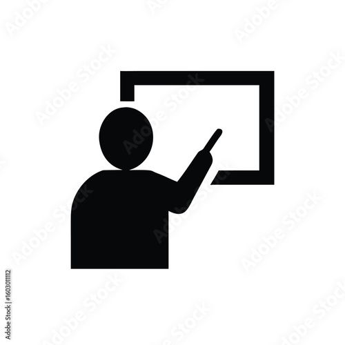 Silhouette of a Teacher Writing on a Chalkboard Vector Illustration