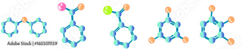 Colorful Gradient Molecule Illustration Clipart for Science and Chemistry Education Projects