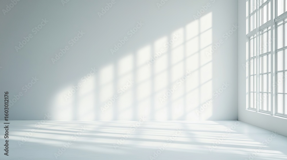 Fototapeta premium Clean white studio background, subtle shadows