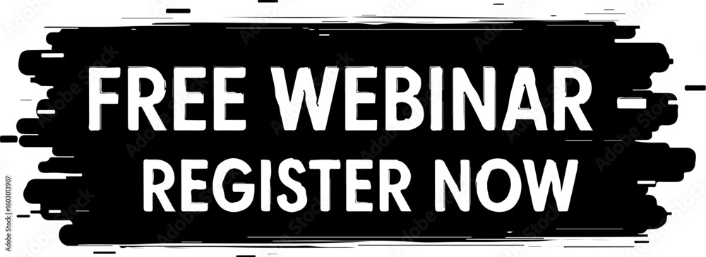 Fototapeta premium Vector art of free webinar register now announcement with a bold brush stroke background