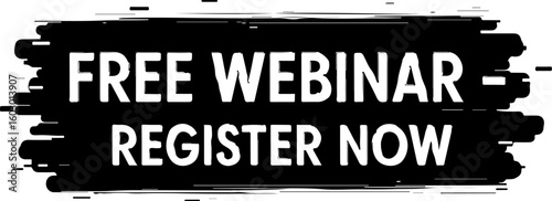 Vector art of free webinar register now announcement with a bold brush stroke background