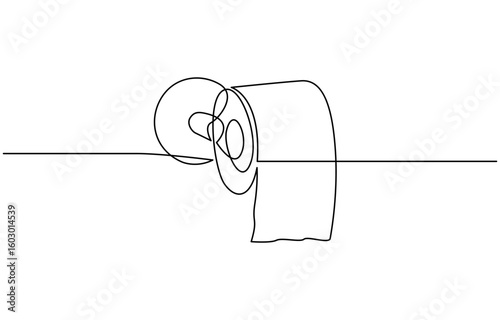 Continuous single line art of paper roll. One line drawing of a roll of printer paper, Vector continuous one line toilet paper illustration
.