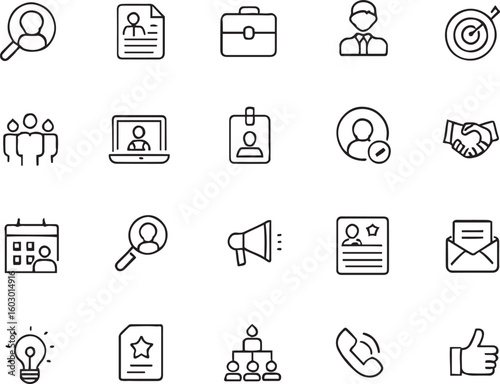 Recruitment Editable vector line Icons set	