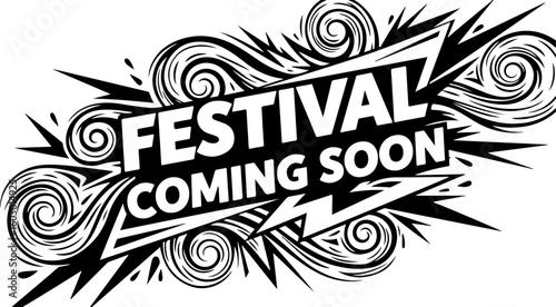 Vector art of festival coming soon announcement graphic with abstract design