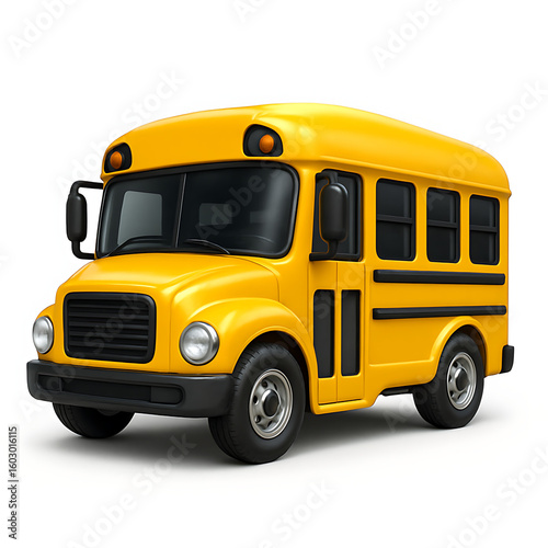 Realistic 3D Yellow School Bus Emoji on White Background

