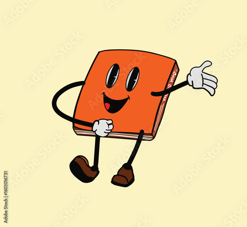 Funny cartoon character of book - retro character.  isometric vector illustration