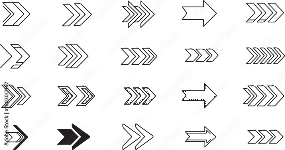 Collection of hand drawn arrow icons isolated on transparent background Collection of hand drawn arrow icons isolated on transparent background