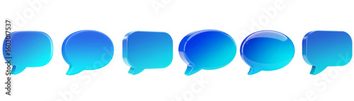 Blue 3D Chat Bubbles Icon Set - Perfect for Communication, Messaging, Web, Social Media, App and UI/UX Concepts