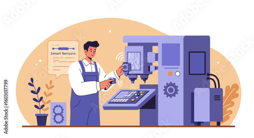 Smart manufacturing technology with automated machinery in a modern fa