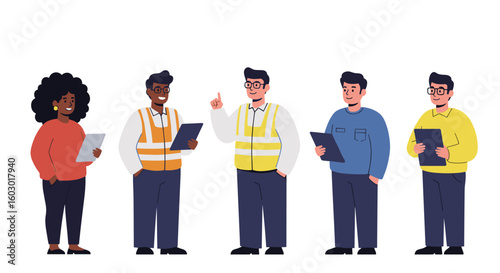 Diverse group of professionals collaborating in construction meeting
