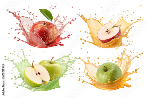 juice splash in apple fruit PNG Image