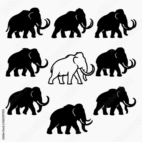 Collection of diverse prehistoric animal silhouettes