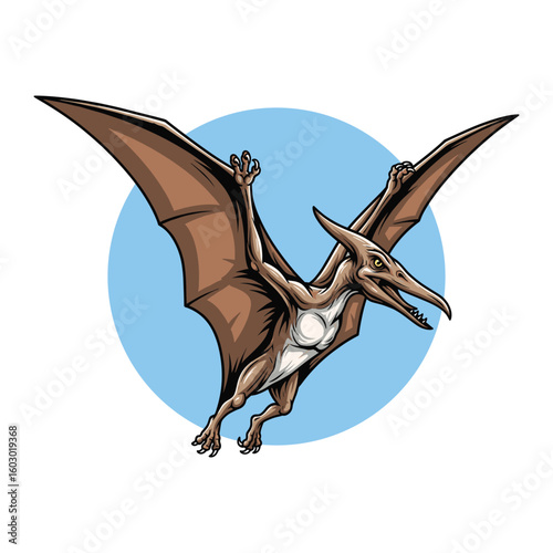 Pterodactyl Flying in the Clear Sky Illustration