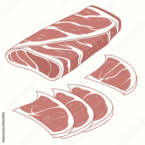 Prosciutto Slices Vector Food Printable Graphic for Kitchen Decor