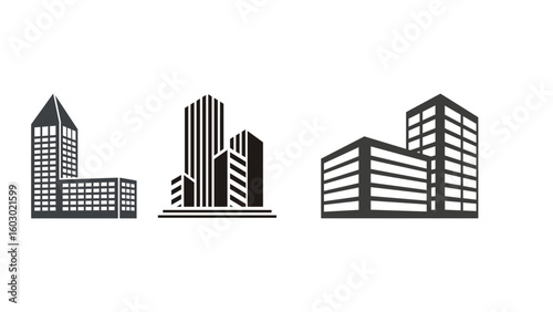 Modern city skyline featuring sleek office buildings and skyscrapers, perfect for urban development, real estate, and corporate branding projects envisioning growth