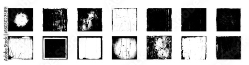 Grunge Texture Collection: Twelve Square Black and White Distressed Frames