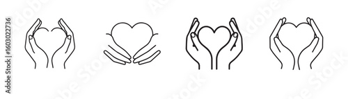 Set of Hug Line – Self-Compassion & Empathy Vector