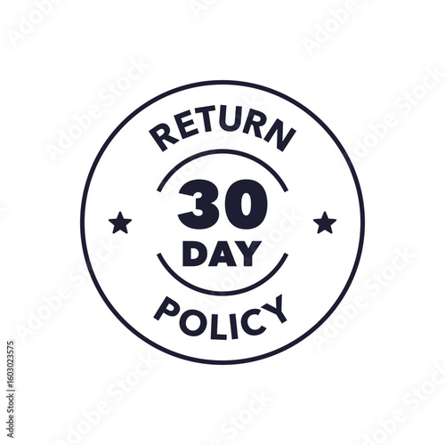 30 Day Return Policy Badge in Circular Layout with Clean Typography