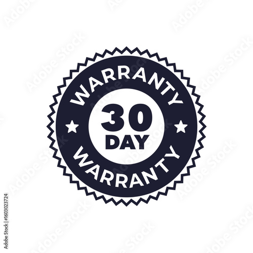 30 Day Warranty Emblem with Bold Circular Badge Design