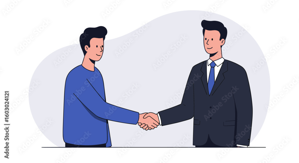 Fototapeta premium Business meeting agreement: professional handshake cartoon style