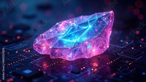 Wallpaper Mural A glowing, multifaceted gem rests on a circuit board. Torontodigital.ca