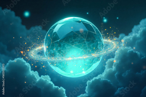 Abstract digital image symbolizing quantum particle. Quantum Computing.
