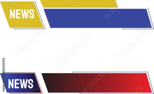 News Channel Label Shapes for Video Headlines, News Strip Vector for Lower Third and Editing Use
