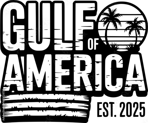 Gulf of America Est. 2025: Distressed Coastal Sunset & Palms Tee
