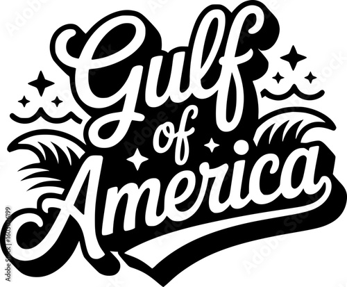 Gulf of America SVG Clipart | Starry Coastal Script Design | Wavy Ocean Art | Instant Digital Vector Download
