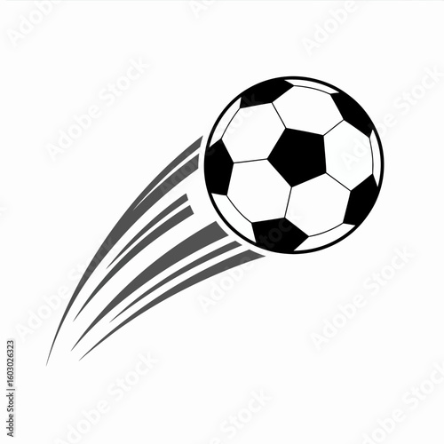 Dynamic soccer ball in motion with motion trails