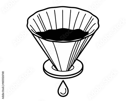 Coffee filter with grounds and dripping silhouette